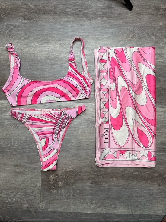 Emilio Pucci Other - Emilio Pucci Pink Graphic Two-Piece Bikini with Matching Scarf